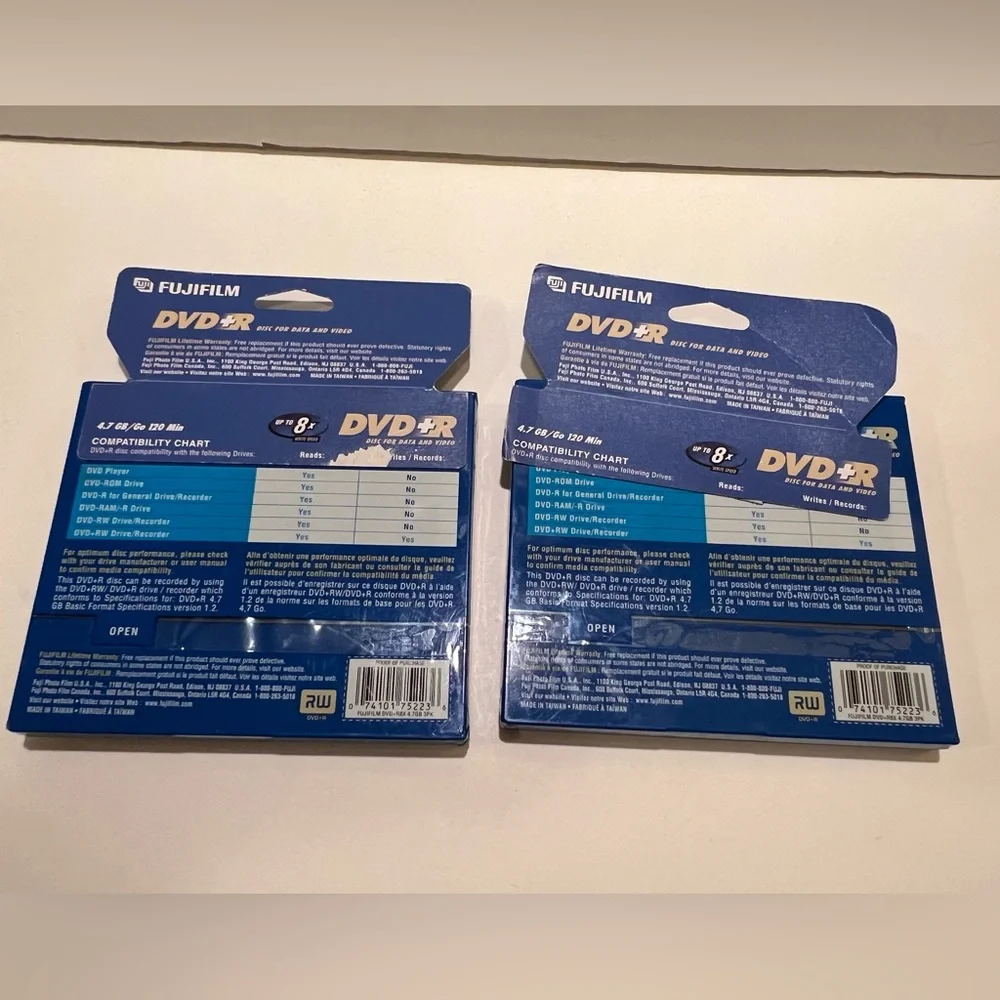 NWT LOT OF 2 FUJIFILM DVD+R DISCS.
